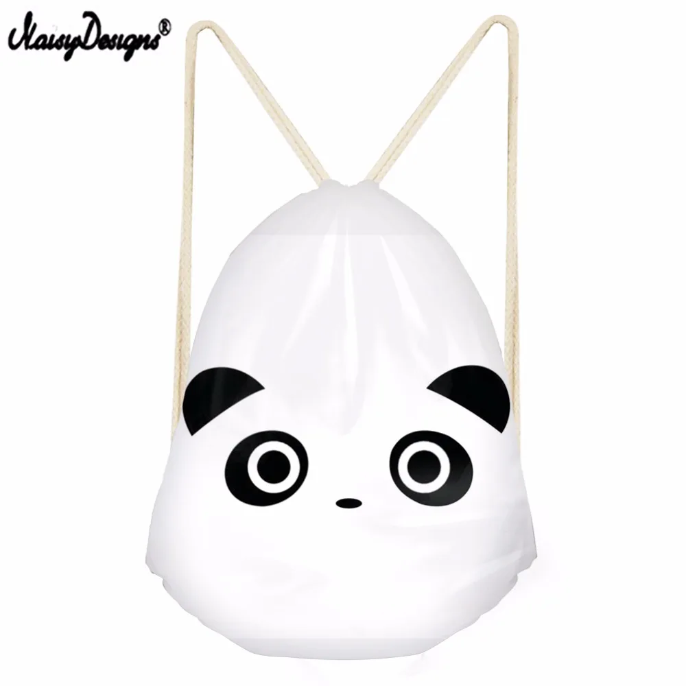 #*Cheap NOISYDESIGNS Panda Printed Kids Soft Drawstring Bag School Shopper Mochila Infantil Travel Backpack Gift Resuable Beach Bags