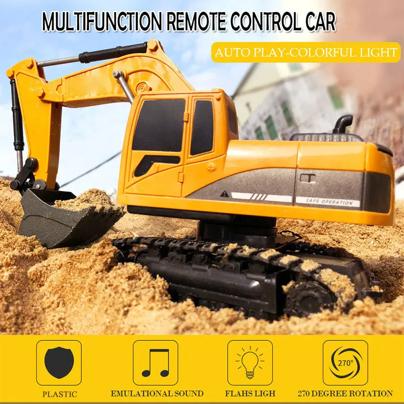 Rc Excavator 2.4Ghz 6CH 1:24 RC Mini RC Truck Rechargeable Simulated remote control Excavator Gift Toy for Kids  Crawler Digger