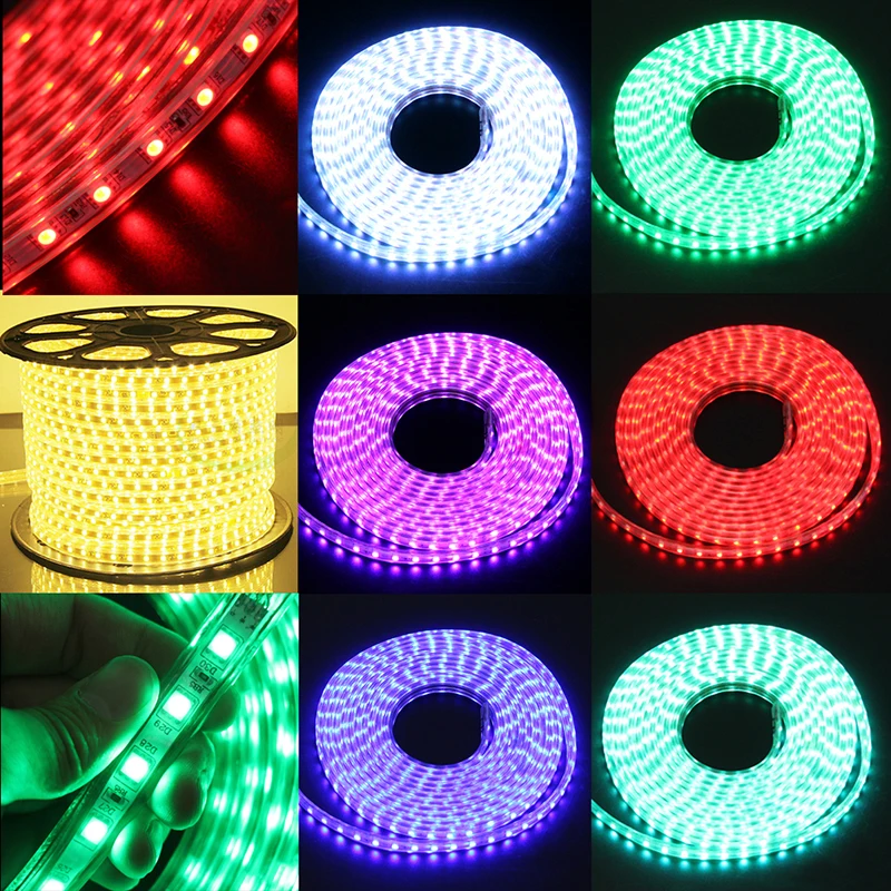 5M LED Strip DC 220V SMD 5050 RGB White Waterproof 300LED Flexible Tape Strip Light