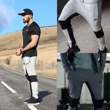 Для мужчин свитер Длинные Брюки для девочек богатый эластичная кулиска талии карандаш Брюки для девочек модные Для мужчин лоскутное высокого уличная Узкие Верхняя одежда