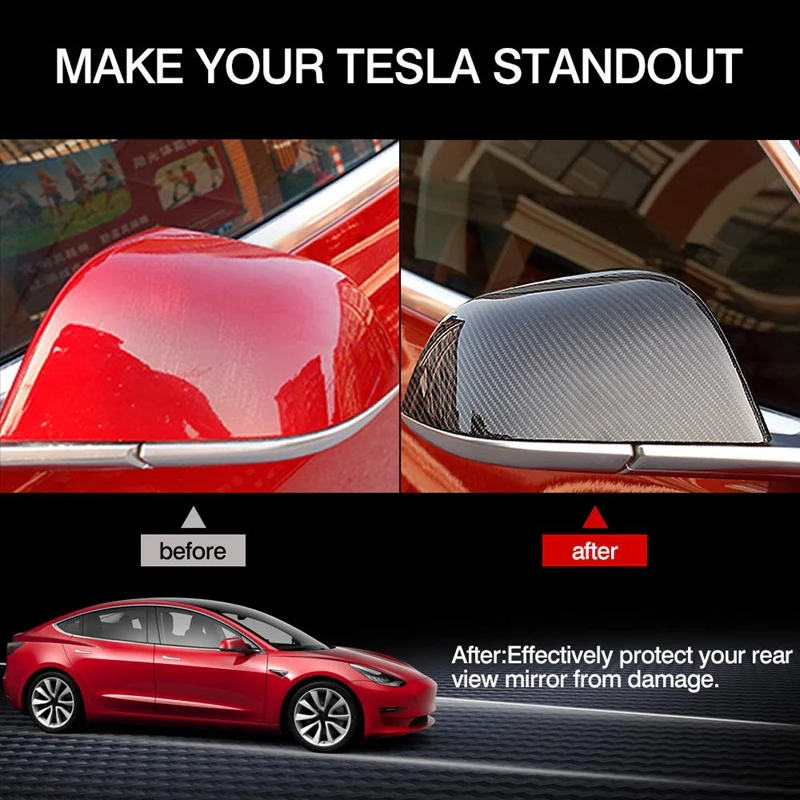 Крышка зеркала заднего вида из углеродного волокна для Tesla Model 3 2017 2018 2019|Зеркала и