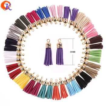 

Cordial Fashion Jewelry Accessories 38MM 20Pcs/Lot Choose Color Suede Tassel Jewelry Hand Made Leather Tassel With Gold Cap