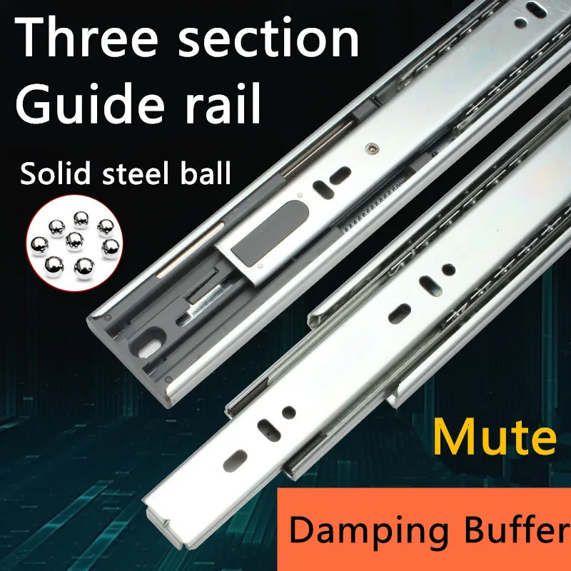 

1 Pair HG90V Hydraulic Damping Buffer Furniture Slide Full Extension Drawer Track Slide Guide Rail accessories
