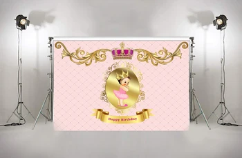 

Birthday Backdrops for Photography Pink Royal Girl Birthday Party Banner Decoration Newborn Photo Studio Props Background W-934