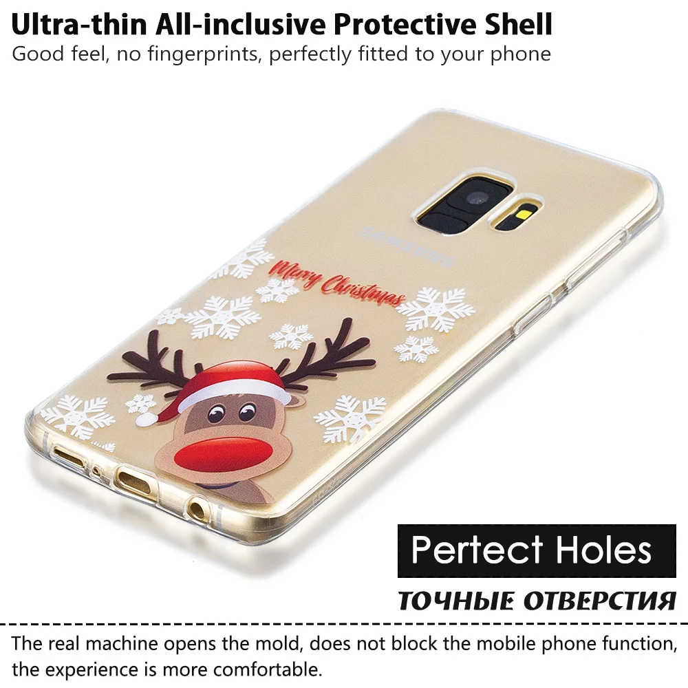 KSAM1002_5_JONSNOW Phone Case For Samsung S8 S9 Cartoon Christmas Painted Clear Soft Cases for Note 8 Note 9 S9 Plus Back Cover