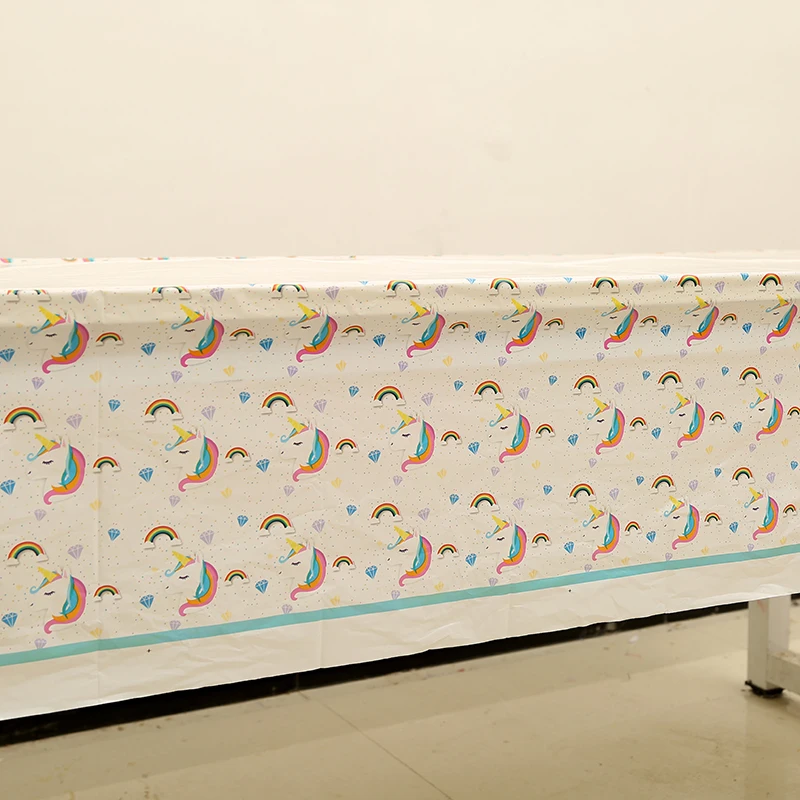 

Unicorn Theme Party Supplies Tablecloth Kids Birthday Party Decoration Cartoon Disposable Table Cover 1.35x2.2M 1pc