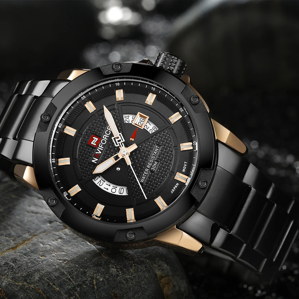 naviforce Элитный бренд Сталь Военное Дело Спортивные часы Для мужчин кварцевые Водонепроницаемый Для мужчин часы наручные часы Relogio Masculino
