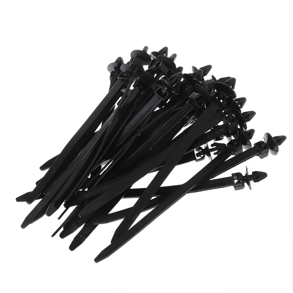 

2019 New 30 Pcs Universal Nylon Black Car Auto Cable Strap Push Mount Wire Tie Retainer Clip Clamp