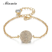 Minmin, простой стиль, круглый золотой браслет с кристаллами, ювелирное изделие для женщин, свадебный подарок, высокое качество, свадебные браслеты MSL303