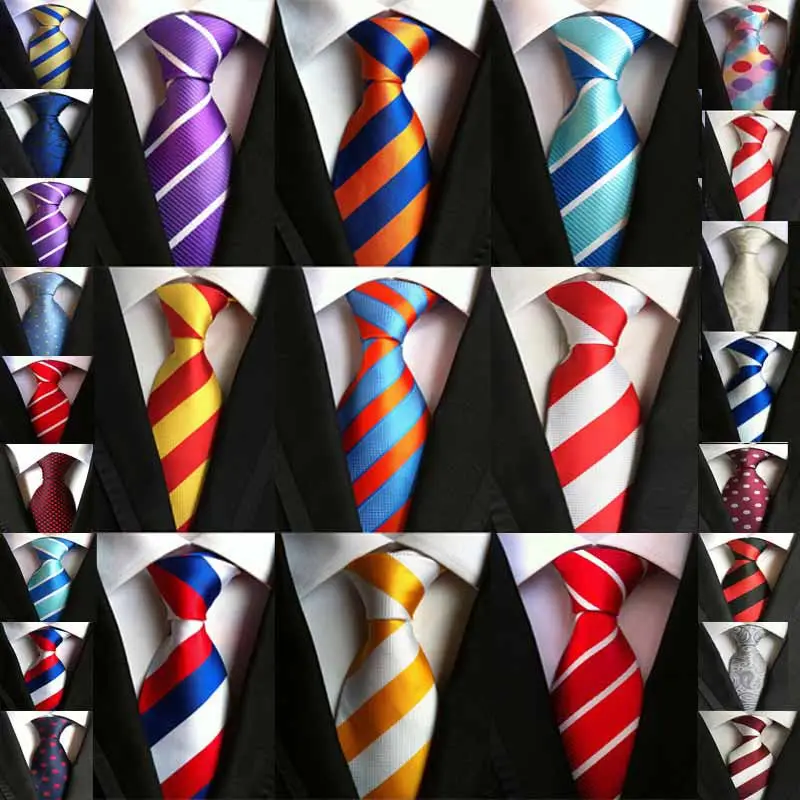 

Factory Seller 8cm Men's Classic Tie 100% Silk 2 Color components Wide Stripes cravatta multi-color Ties Man Bridegroom Necktie