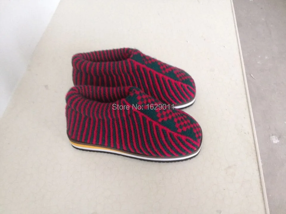 Hand Knitted Woolen Slippers Cotton-padded Crochet Cozy Wear Warm Winter Indoor Shoes 80001 | Обувь