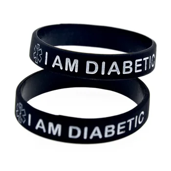 

1PC Debossed I am Diabetic Silicone Wristband for Daily Reminder