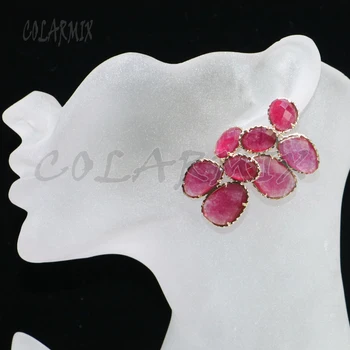 

4 Pairs Natural cat eye stone earrings Mix color stone earrings wholesale stone earrings Fashion jewelry gift for lady 9177