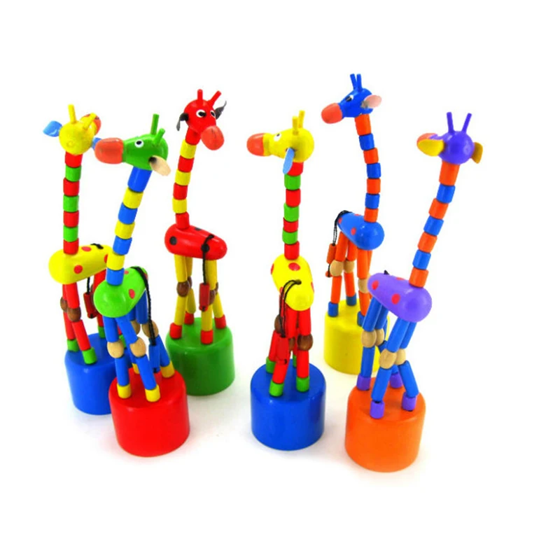 Новые детские развивающие танцы постоянный провод контроль животных игрушки Красочные качалки жираф игрушка Детские Обучающие деревянные блоки-15