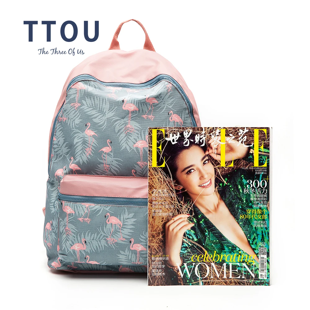 TTOU 3D Flamingo dibujos animados impresión costura Floral Casual viajes diarios bolsa adolescentes Mochila TTOU 3D Flamingo dibujos animados impresión costura Floral Casual viajes diarios bolsa adolescentes Mochila