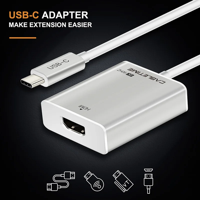 Cabletime USB C HDMI Adapter Type C 3.1 to HDMI 4K 60Hz Converter For Macbook HDTV Samsung Galaxy S9/S8 Note 9 Huawei N125