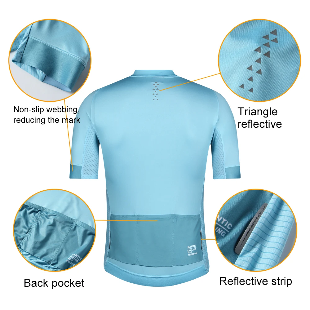 Мужская футболка Santic для велоспорта с коротким рукавом, футболка для велоспорта, летние майки для велоспорта, командная рубашка для велоспорта, S-2XL из Азии, M9C02139