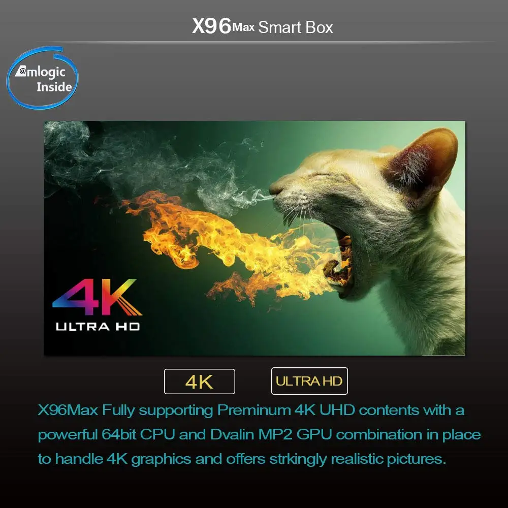  X96 Max Smart TV BOX Android 8.1 Amlogic S905X2 LPDDR4 Quad Core 4GB 64GB 2.4G&5GHz Wifi BT 1000M 4