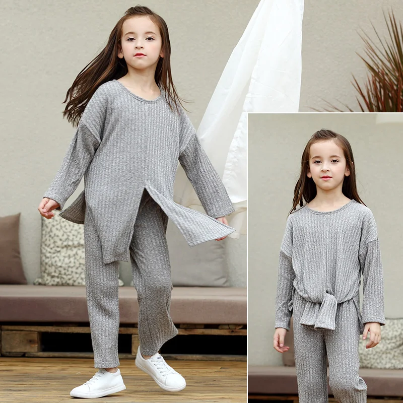 

Long section of national wind 2019 girls fall new female large children's sweater suit children in the big child two-piece