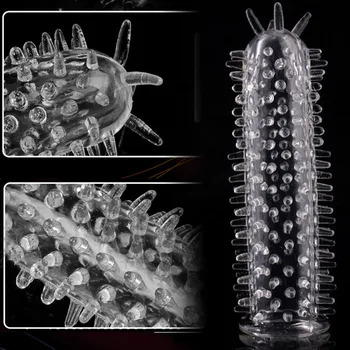 Préservatif durable en cristal dot manchon de pénis retard élargissement produits sexuels spike Clitoris épine aide à l'érection étendre les jouets sexuels pour les hommes