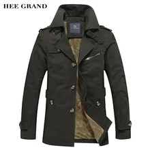 HEE GRand Männer Thick Blends Mode-stil Stehkragen Einreiher Winddichte Warme Wintermantel Plus Größe M-5XL MWF310