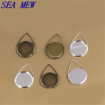 

Copper Antique Bronze Silver color 12mm Round Cabochon Base Blank Tray Cameo Settings DIY Water Drop Charm For Jewelry Making