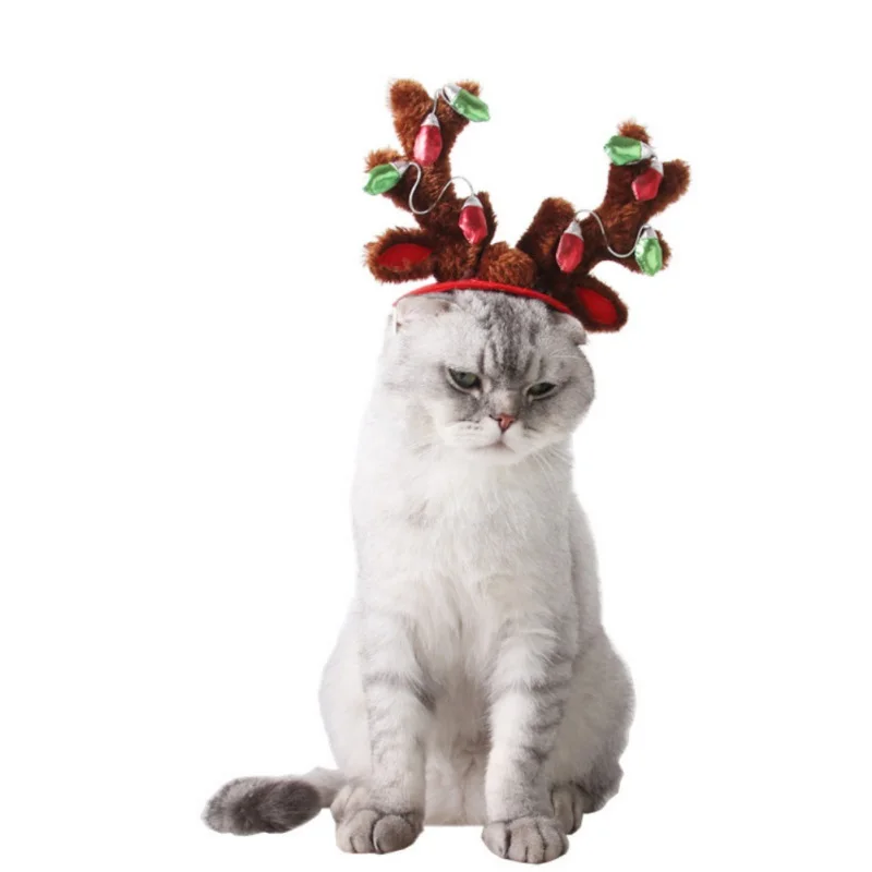 PanDaDa регулируемый Блестящий пушистый рожки лося домашнее животное Кошка Собака Щенок Рождество кепки шляпа для животных Косплей вечерние Декор подарок