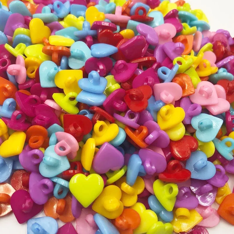 100pcs 15mmx14mm wholesale candy color heart buttons DIY kid's apparel