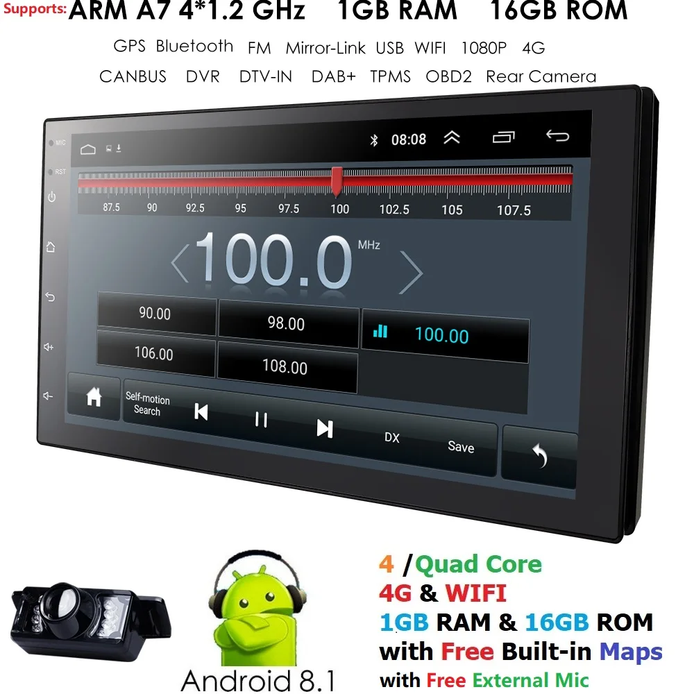 Sale Hizpo 2din  Android 8.1 Universal GPS Radio Stereo Audio Car Multimedia Player For Nissan For KIA For Toyota For Honda TPMS 2