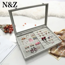 N& Z модная Смешанная коробка для хранения ювелирных изделий хорошая серая бархатная коробка для ювелирных изделий для использования серьги/кольцо Z1326