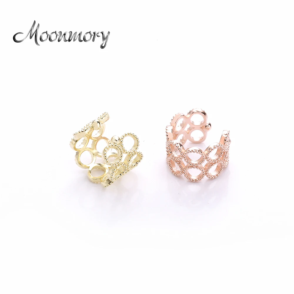 

Moonmory 925 Sterling Silver Fashion Single Ear Cuff Hollow Out Earring Cuff 24K Gold/Rose Gold Earcuff For European Women Party