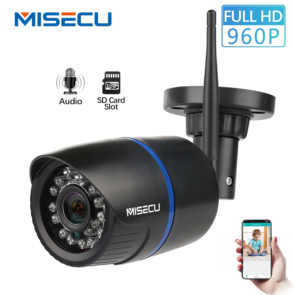 MISECU широкий формат 2 8 мм Wi Fi IP камера Аудио запись 960 P HD сети 1.3MP SD карты и