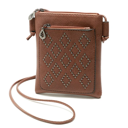 REPRCLA маленькая сумка на плечо в винтажном стиле с заклепками, женские сумки-мессенджеры для телефона из искусственной кожи, мини-сумки через плечо, Высококачественная сумка - Цвет: coffee