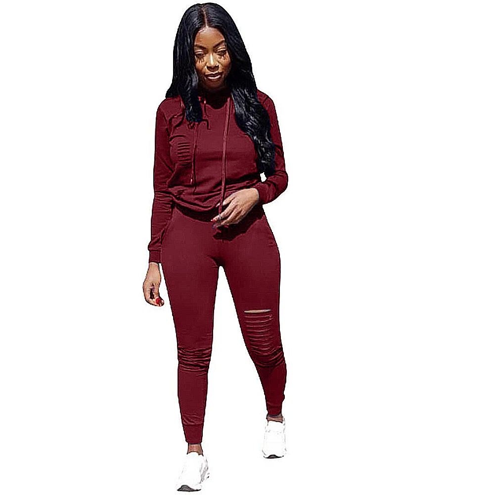 

YJSFG HOUSE Fashion Womens 2PCS Sets Tracksuits Autumn Sportswear Set Ladies Long Sleeve Hoodies Hollow Pant Loungewear Suits
