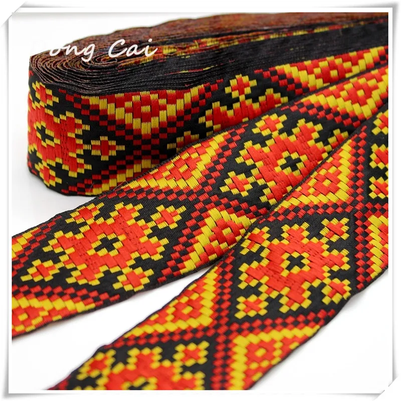 

4cm 40mm 1-5/8' Geometric rhombus National ribbon Colorful curtain trim borders embroidery jacquard woven webbing laciness