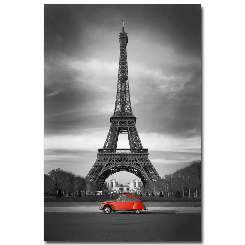 NICOLESHENTING Paris Eiffel Tower City Art Silk Fabric