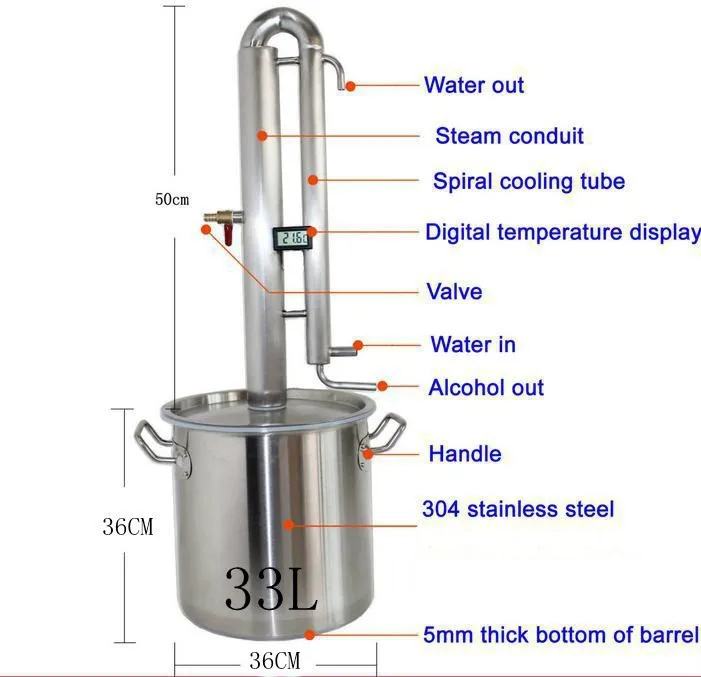 33Llitres Home Full Kit Distilling Column with Tank Bar ALCOHOL