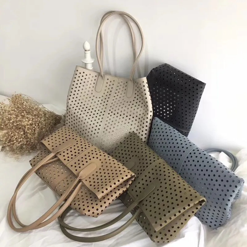 

Luxury handbags women bags designer Hollow shoulder bag for Ladies Large capacity tote bags PU leather composite bag Bolsa black