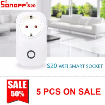 

5 Pcs Sonoff S20 Smart WiFi Socket EU Plug Wireless Remote Outlet Wifi Switch Works With Alexa Google Home Assistant HWC