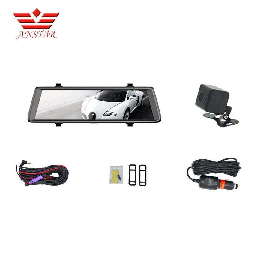 ANSTAR Android 3G 10 ''монитор зеркало заднего вида с DVR и Камера два объектива WI FI gps