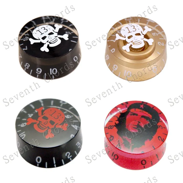 

4 Pcs Skull Head Style Pattern Acrylic Guitar Volume Tone Speed Control Knobs Turn Buttons for LP Electric Guitar