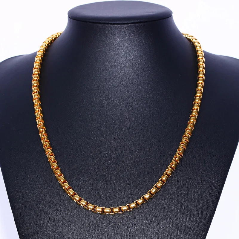 Buy Vnox Men's Gold Tone Box Chain Necklace 6.6MM
