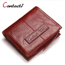 CONTACT’S Genuine Leather women Wallet Women coin Purse female clutch bag ladies money card holder small wallet with coin pocket