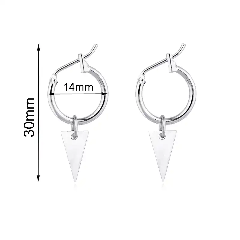 Mujeres Gypsy Círculo Aro Pendientes Simple Pendiente Joyería FG Pequeño Triángulo