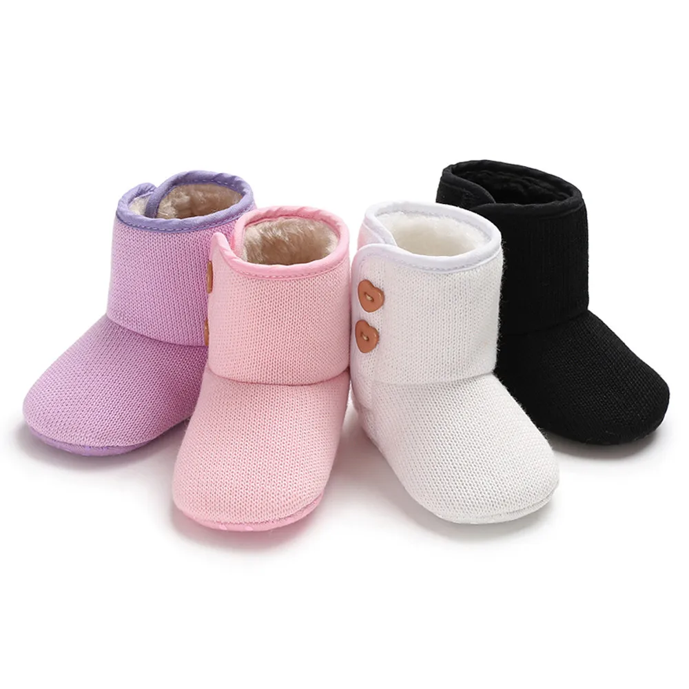 Baby Winter Cute Boots warm Girls Cashmere Solid Colors Autumn Winter Keep Warm Button Boots Prewalker slofjes baby botas Shoes