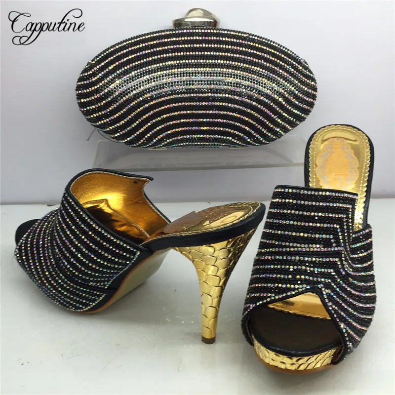 

Hot Artist African Woman Shoes And Matching Bags Set Fashion Summer Style Woman High Heel Shoes And Bag Set For Party BL435C