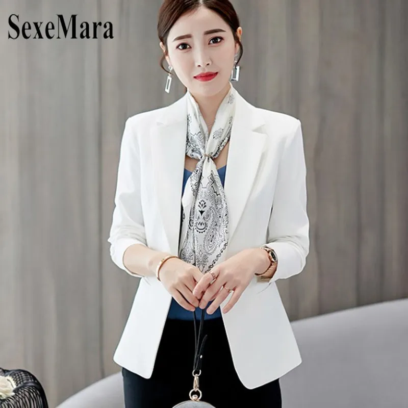 SexeMara 2019 Spring Autumn And New Solid Fashion Korean Version Of the Large Size Was Thin Suit Casual Ladies Wild Suit Coat