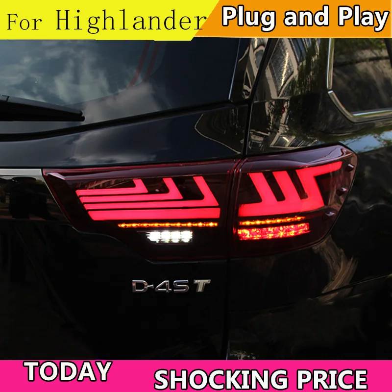 Car Styling for toyota Highlander Taillights 2015-2019 Kluger Tail Lamp Lexus Type Rear DRL+Brake+Park+dynamic turn Signal | Автомобили и