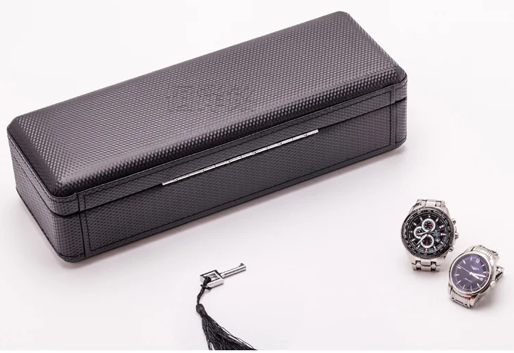 Yao 6 слотов углеродного волокна часы Органайзер кожаные коробки для часов чехол черный дисплей подарочный футляр для украшений с замком