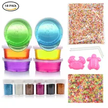 18 Pack Slime Kit - Includes 6 Colors Slime with 1 Pack Colorful Foam Balls,1000 Pcs Fresh Fruit Face Decoration, 6 Glitter